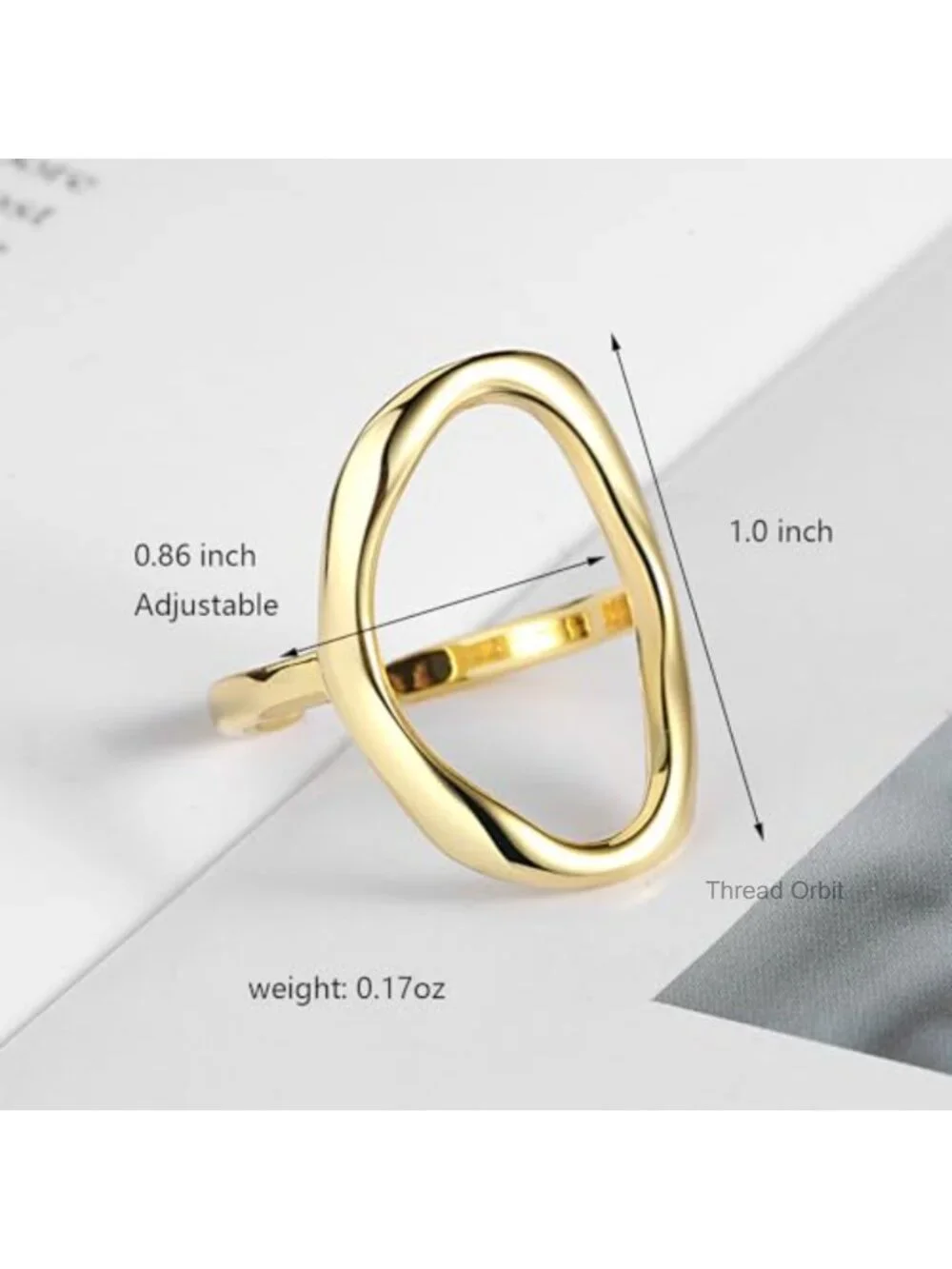 Adjustable Open Oval Ring Copper 18K Gold & Platinum Plated